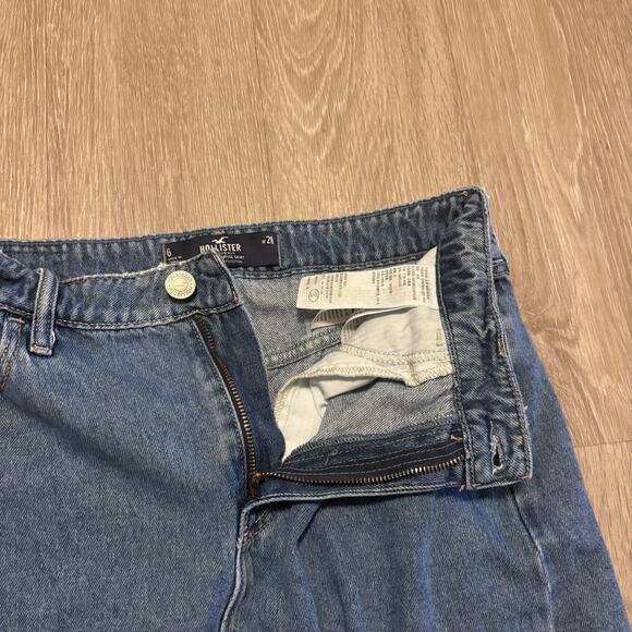 Hollister Womens Sz 6 Denim Ultra High Rise Skirt Medium Wash Raw Hem Cotton - Picture 3 of 9